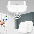 WhitePoplar Motion Sensor Rechargeable Ceiling Light Indoor/outdoor with Remote, Wireless Battery Operated Rechargeable Sensor Light for Closet, Garage, Hallway, 3000K-6000K Battery Powered Shower Lights, 2 Pack
