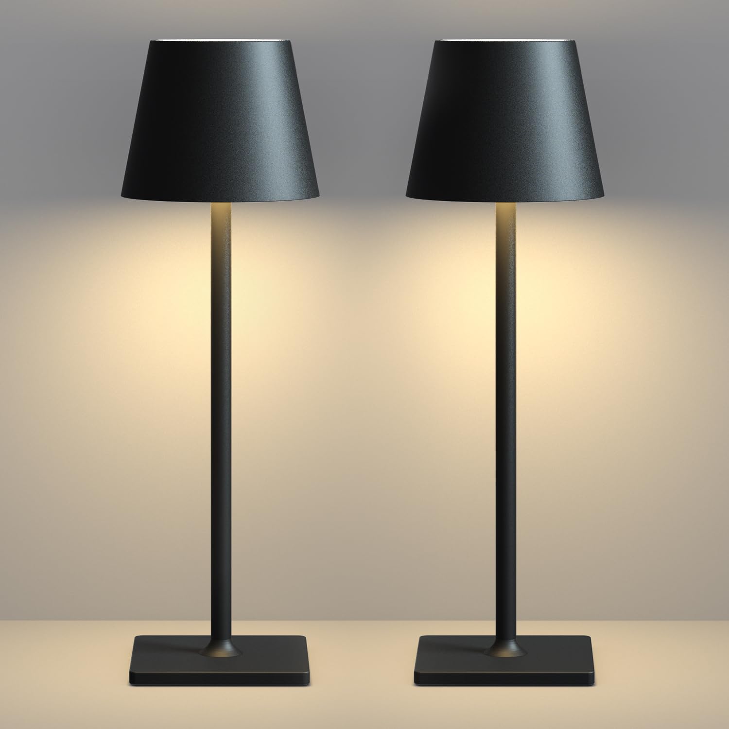 WhitePoplar Cordless Table Lamp - Rechargeable Table Lamp, 6000mAh Battery Operated Touch Lamp, 3 Color Stepless Dimming Outdoor Lamps, IP65 Waterproof Wireless Lamps for Patio, Office, Dorm, Outdoor, Dining